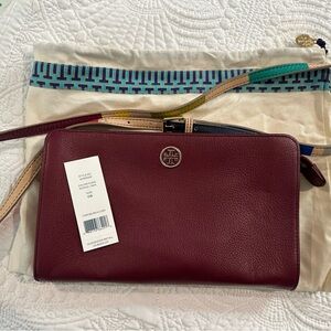 Tory Burch Wine maroon Leather Crossbody Bag